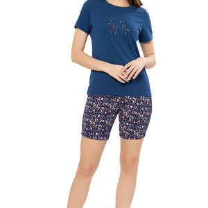 Scoop Neck Sleep Tee - Navy Peony