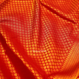 Red With Golden Border Pure Kanjivaram Silk Saree