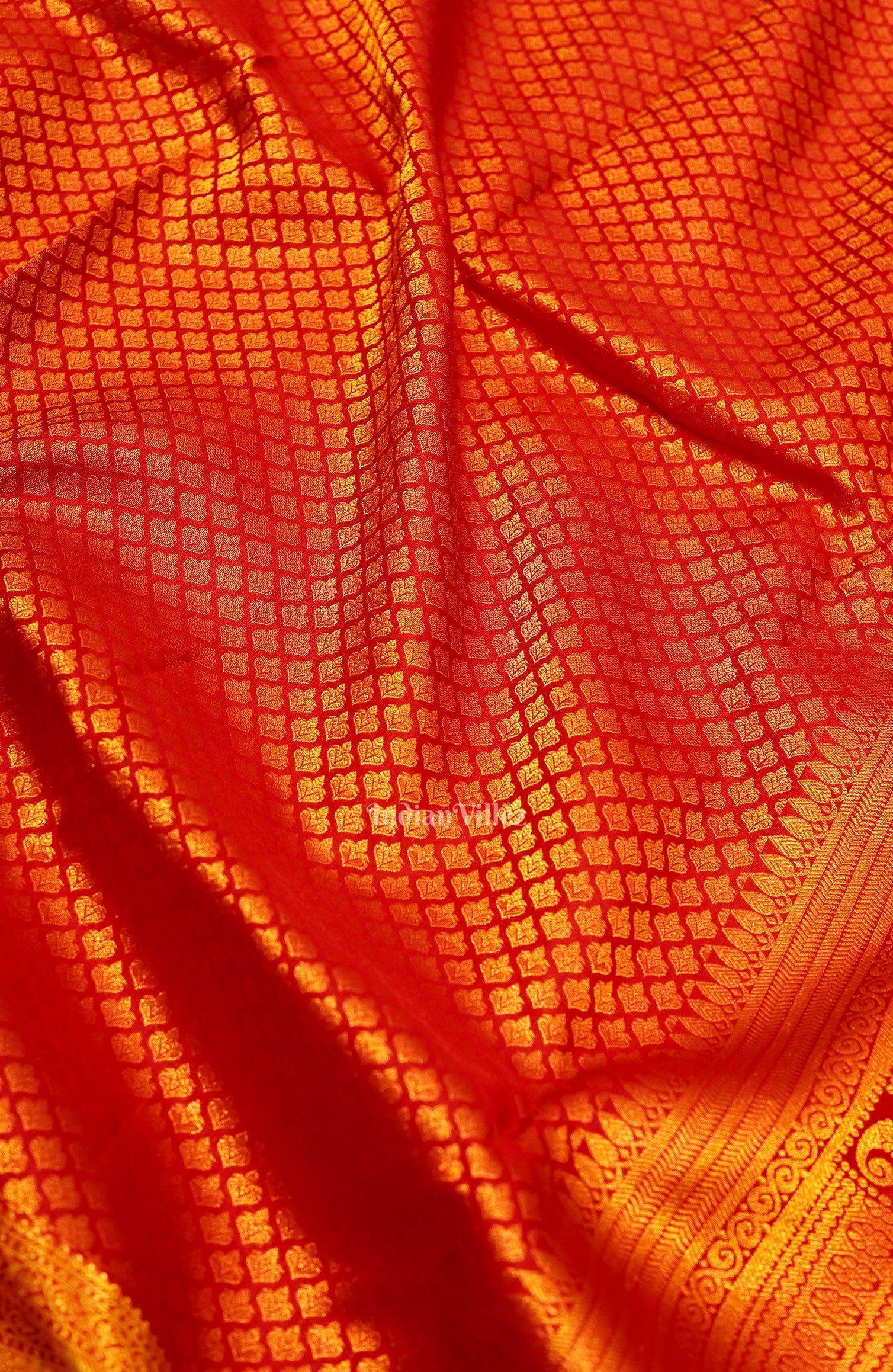 Red With Golden Border Pure Kanjivaram Silk Saree