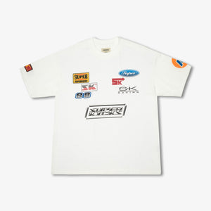 Superkicks | BUMPER STICKER TEE  { OFF WHITE