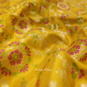 Yellow Designer Meenakari Banarasi Katan Silk Saree