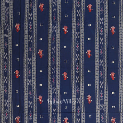 Blue with Red Doll Odisha Ikat  Sambalpuri Dress Material & Dupatta
