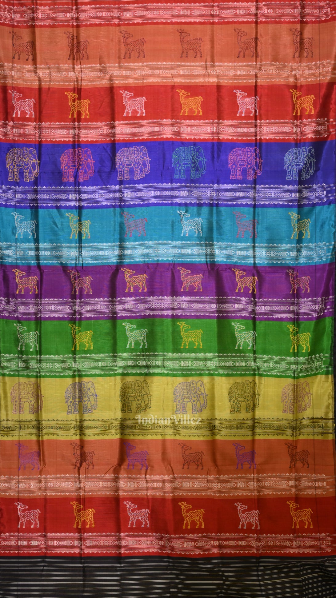 Mehendi Green with Fish Motif Double Pallu Berhampuri Silk Saree