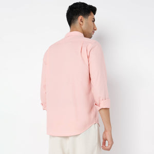 Men's Pink Linen Casual Shirt