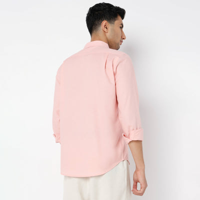 Men's Pink Linen Casual Shirt
