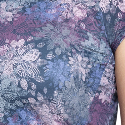 Cap Sleeves Padded Crop Top - Dark Floral Pr