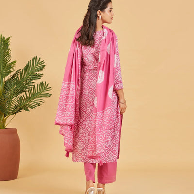Berry Pink Printed Kurta Set