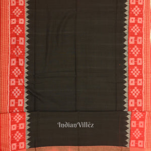 Red Black Odisha Ikat Sambalpuri Dress Set & Dupatta