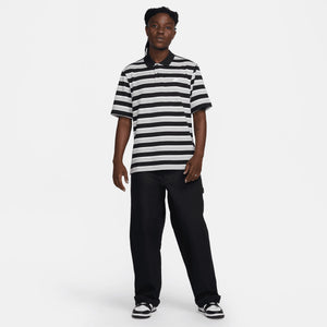 NIKE | CLUB STRIPED POLO T-SHIRT { BLACK/WHITE