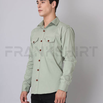Frankshirt Double Pocket Pista Solid Tailored Fit Cotton Casual Shirt for Man