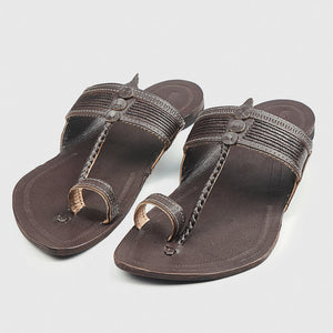 Brown Handstitched Leather Kolhapuri Men Slipper