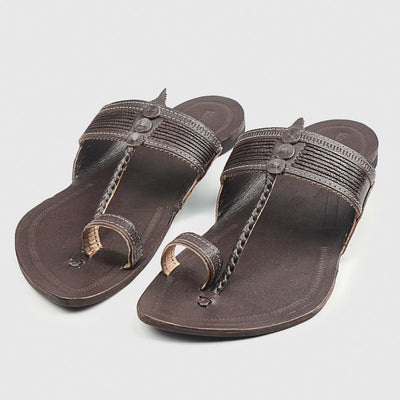 Brown Handstitched Leather Kolhapuri Men Slipper