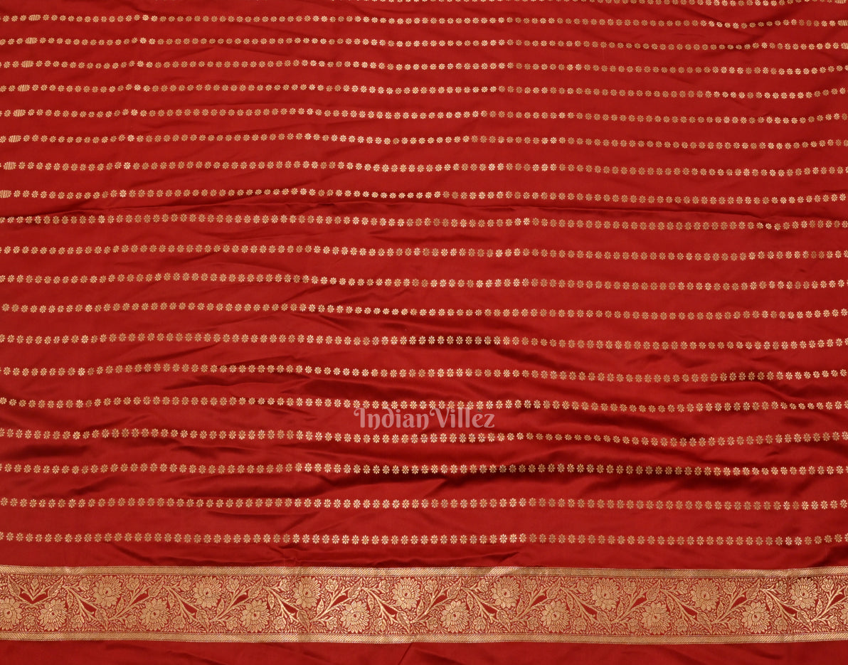Maroon Red Soft Pure Mashru Satin Silk Banarasi Saree