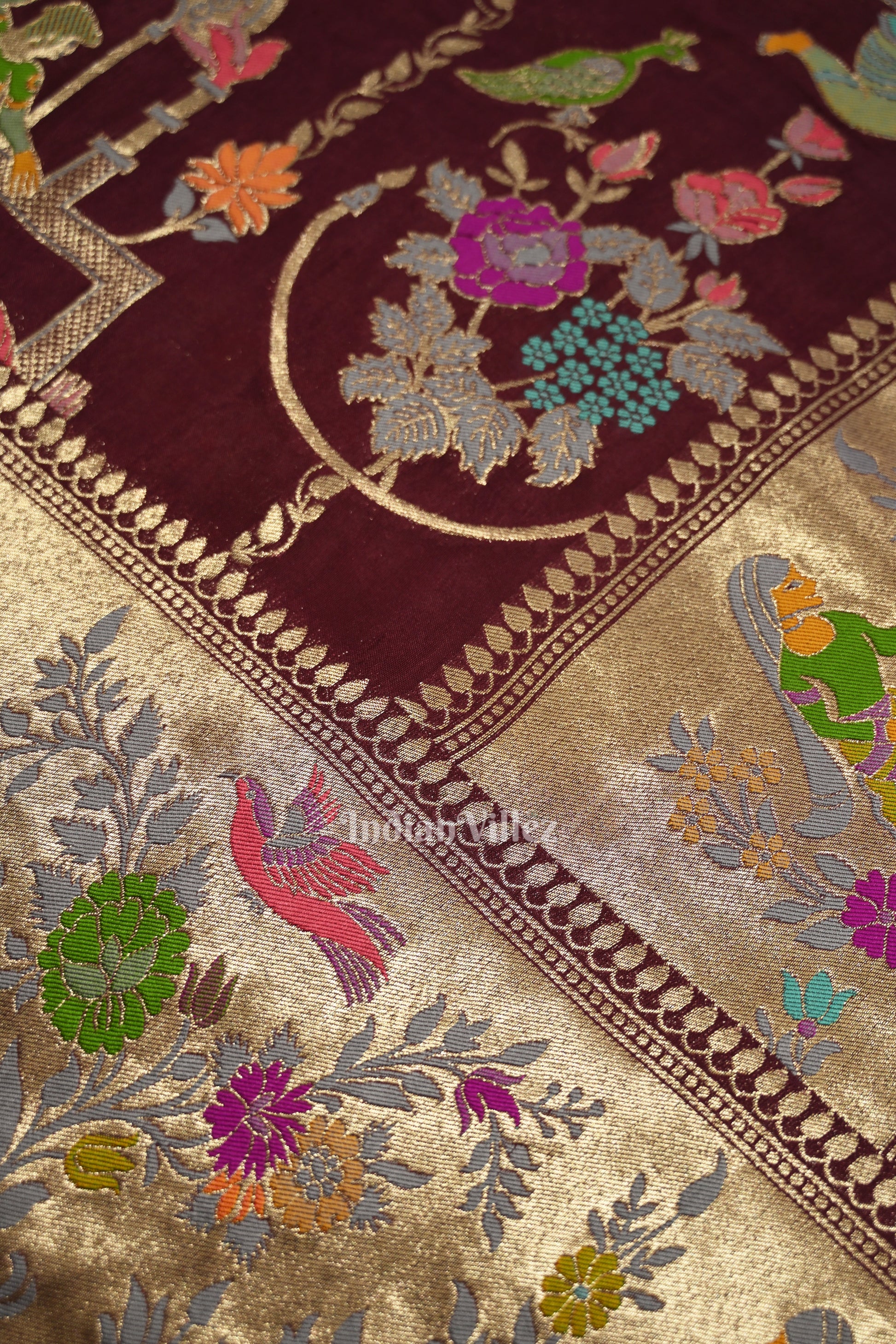 Wine Purple Tussar Khaddi Georgette Banarasi Saree with Tassels