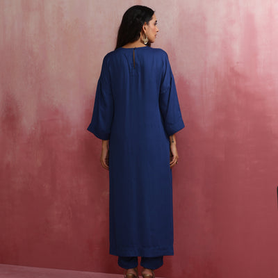 trueBrowns Blue Modal Front Slit Kurta set