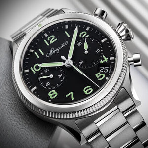 Breguet Swiss watch Brand Type XX Black Dial Silver Watch for Men