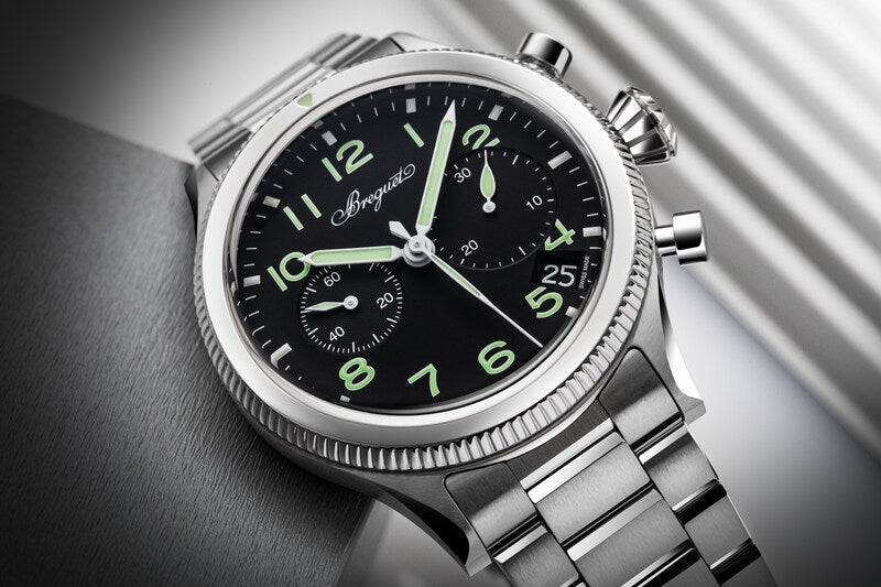 Breguet Swiss watch Brand Type XX Black Dial Silver Watch for Men