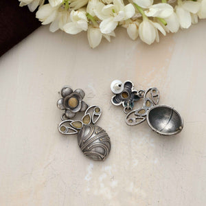trueBrowns Silver Tone Oval Drop Earrings