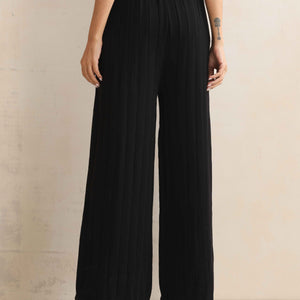 trueBrowns Black Woollen Flared Pants