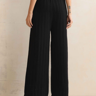 trueBrowns Black Woollen Flared Pants