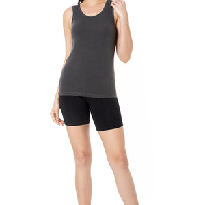 Broad Strapped Body Hugging Tank Top - Grey Pinstripe
