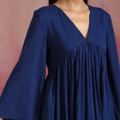 trueBrowns Blue Cotton Dobby Kurta Set