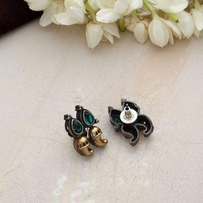 trueBrowns Silver Gold Tone Stud Earrings
