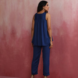 trueBrowns Blue Modal Flared Co-ord Set