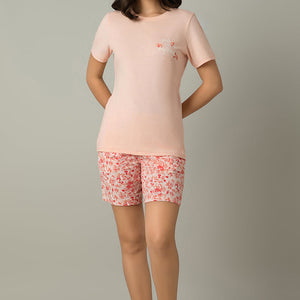Sleep Shorts - Peach Floral Print