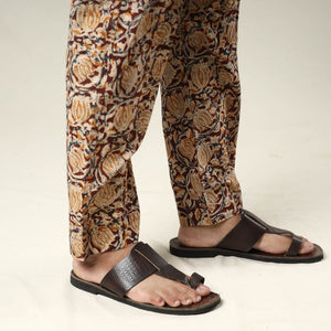 Brown - Kalamkari Block Printed Cotton Men’s Pyjama