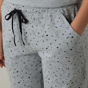 Sleep Joggers Set - Grey Melange Print