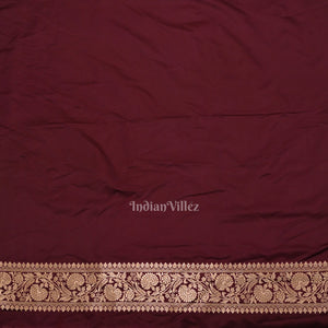 Wine Purple Soft Pure Mashru Satin Silk Banarasi Saree