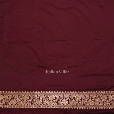 Wine Purple Soft Pure Mashru Satin Silk Banarasi Saree