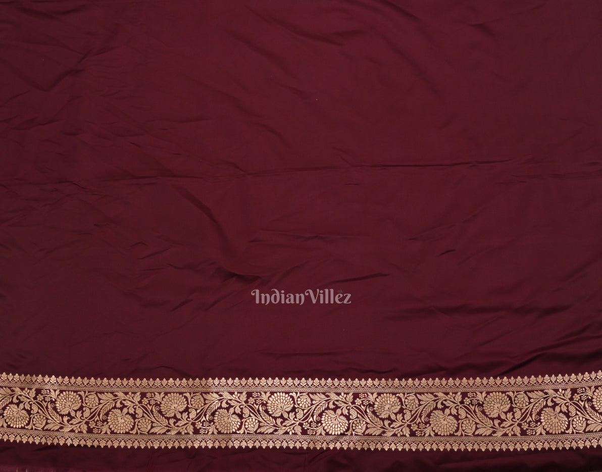 Wine Purple Soft Pure Mashru Satin Silk Banarasi Saree