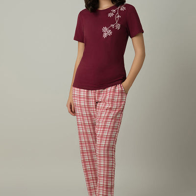 Scoop Neck Sleep Tee - Shoulder Floral Print