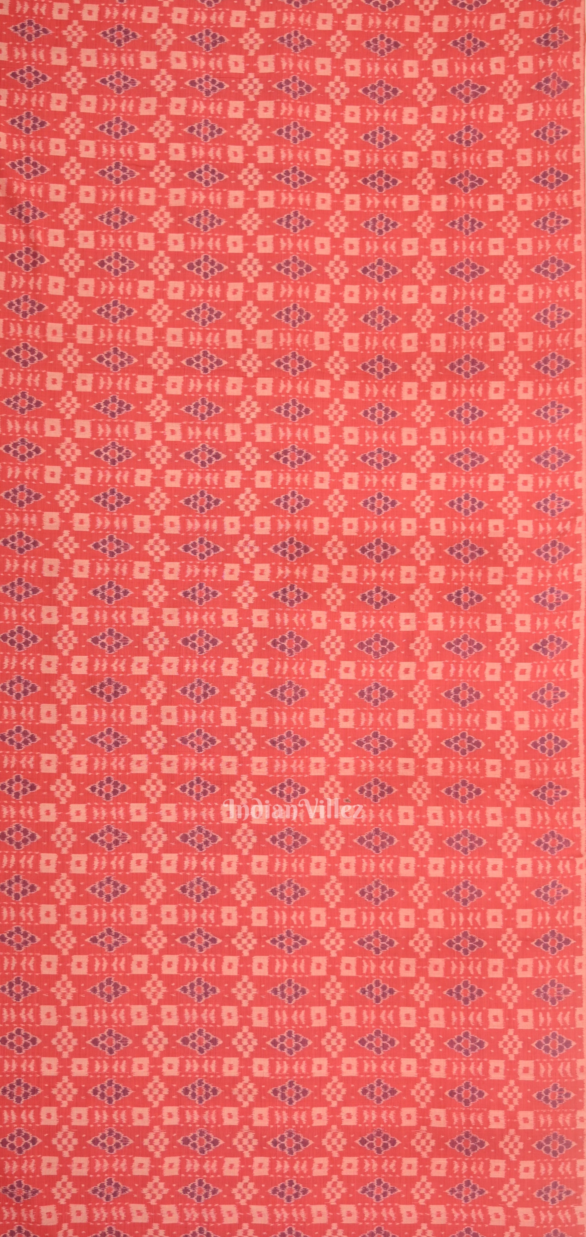 Peach Pink Blue Odisha Ikat Sambalpuri Dress Set & Dupatta