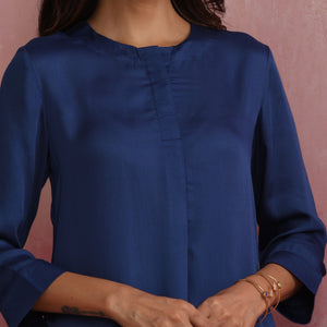 trueBrowns Blue Modal High Low Kurta Co-ord Set