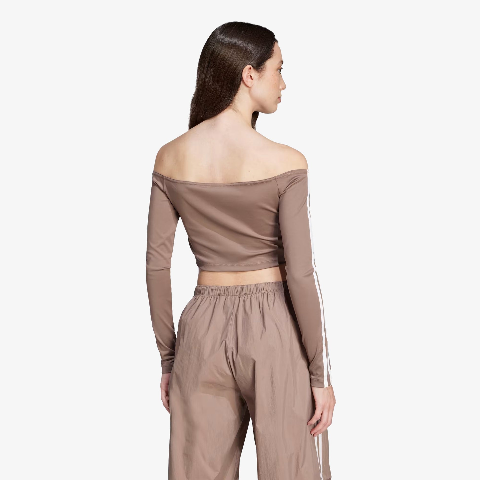 Adidas Originals | ADICOLOR OFF SHOULDER LONG SLEEVE TEE { TRACE BROWN