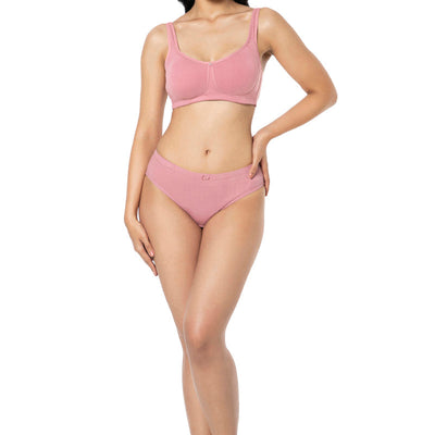 Cotton Super Support Solid Non Padded Non-Wired Bra - Mesa Rose