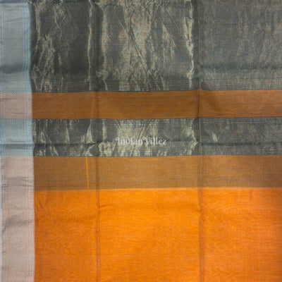 Orange Pure Silk Cotton Maheshwari Saree with Zari Border