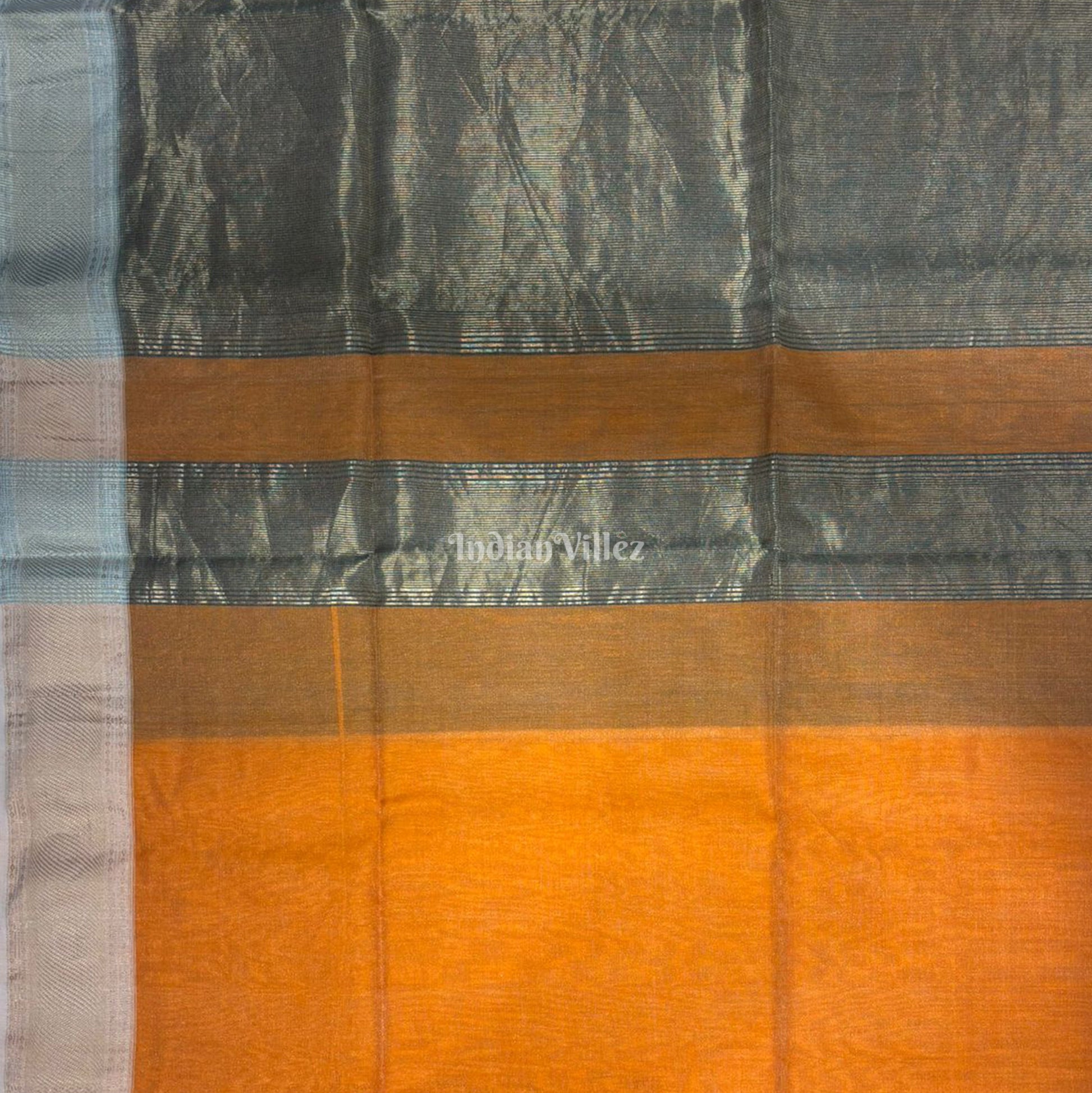 Orange Pure Silk Cotton Maheshwari Saree with Zari Border