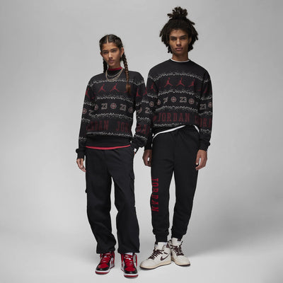Jordan | ESSENTIALS HOLIDAY FLEECE CREW  { BLACK