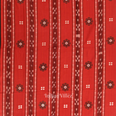 Red with Black Floral Buti Odisha Ikat  Sambalpuri Dress Material & Dupatta