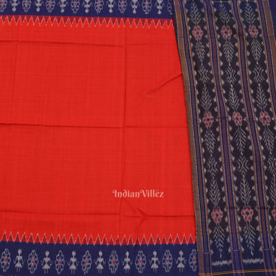 Blue Red Jhoti Theme Odisha Ikat Sambalpuri Dress Set & Dupatta