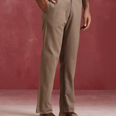 trueBrowns Men's Beige Cotton Co-ord set