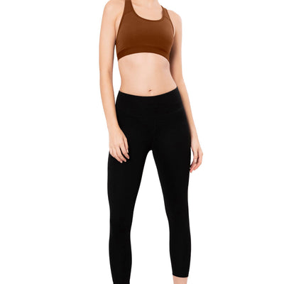 Energize Medium Impact Round Neck Sports Bra - Potting Soil