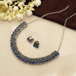 trueBrowns Silver Tone Beaded Necklace Set