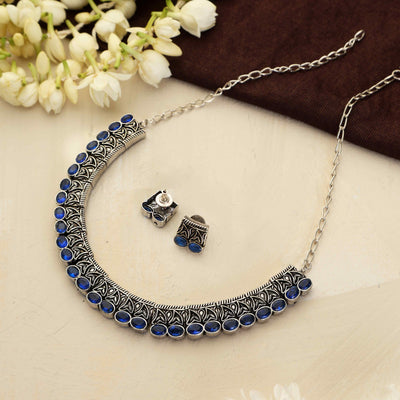 trueBrowns Silver Tone Beaded Necklace Set