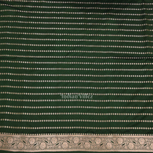 Bottle Green  Pure  Soft Mashru Satin Silk Banarasi Saree