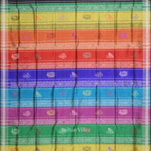 Black Pasapali Double Pallu Berhampuri Silk Saree